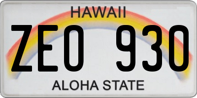 HI license plate ZEO930