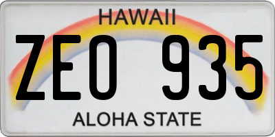 HI license plate ZEO935