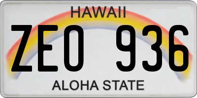 HI license plate ZEO936