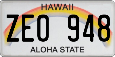 HI license plate ZEO948