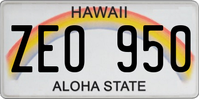 HI license plate ZEO950