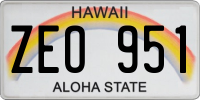 HI license plate ZEO951