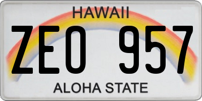 HI license plate ZEO957