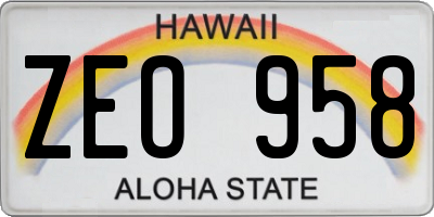 HI license plate ZEO958