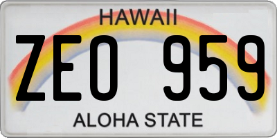 HI license plate ZEO959