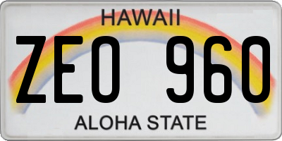 HI license plate ZEO960