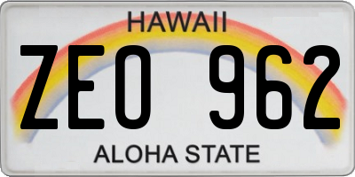 HI license plate ZEO962