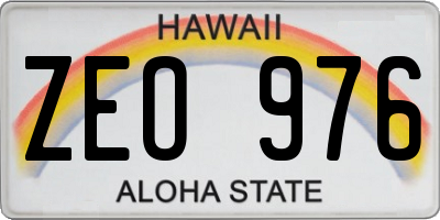 HI license plate ZEO976