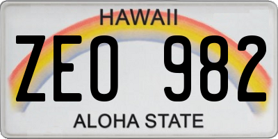HI license plate ZEO982