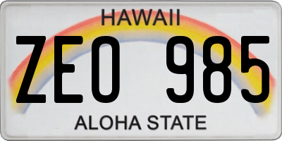HI license plate ZEO985