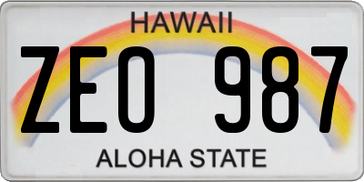 HI license plate ZEO987