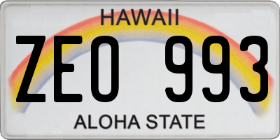 HI license plate ZEO993