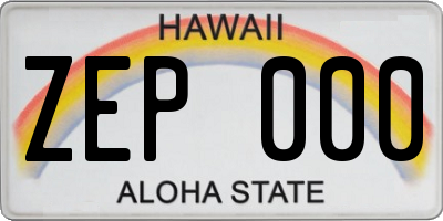 HI license plate ZEP000