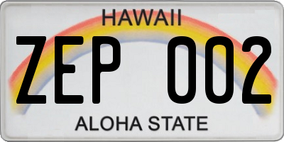 HI license plate ZEP002