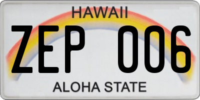HI license plate ZEP006