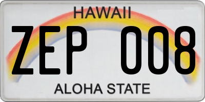 HI license plate ZEP008