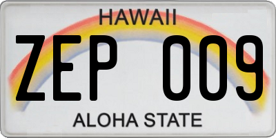 HI license plate ZEP009