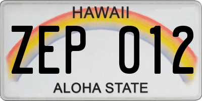 HI license plate ZEP012