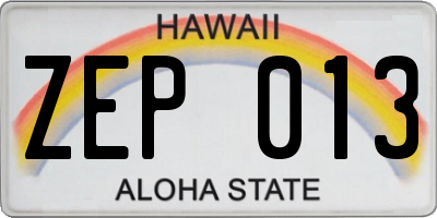 HI license plate ZEP013