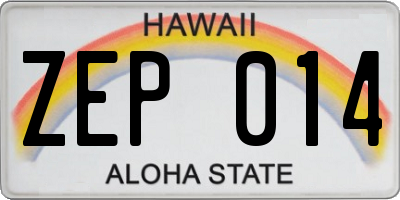 HI license plate ZEP014