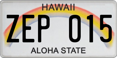 HI license plate ZEP015