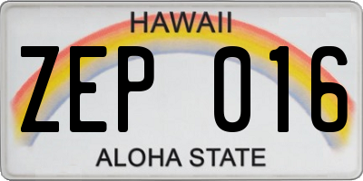 HI license plate ZEP016