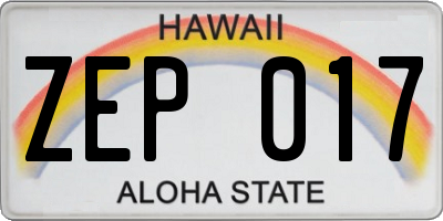HI license plate ZEP017