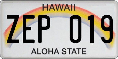 HI license plate ZEP019