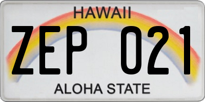 HI license plate ZEP021