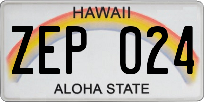 HI license plate ZEP024