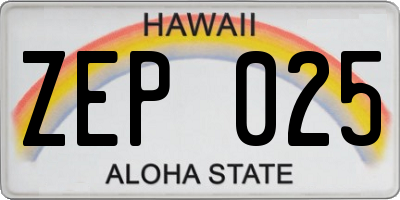 HI license plate ZEP025