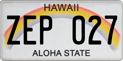 HI license plate ZEP027