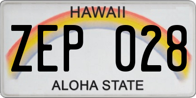 HI license plate ZEP028