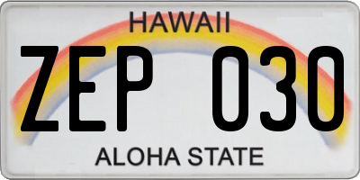 HI license plate ZEP030