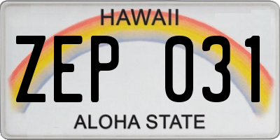 HI license plate ZEP031