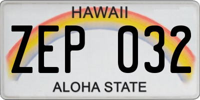 HI license plate ZEP032