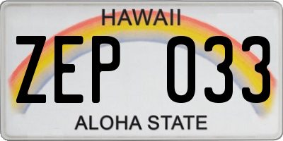 HI license plate ZEP033