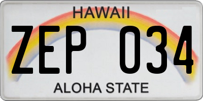 HI license plate ZEP034