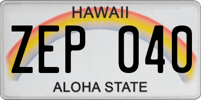 HI license plate ZEP040