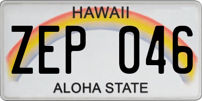 HI license plate ZEP046