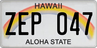HI license plate ZEP047