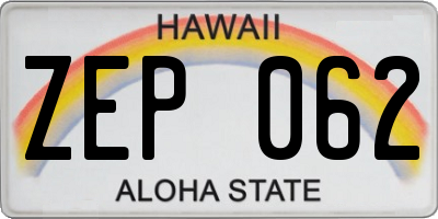 HI license plate ZEP062