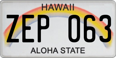 HI license plate ZEP063