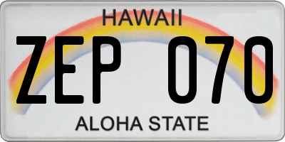 HI license plate ZEP070