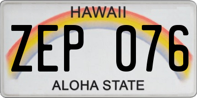HI license plate ZEP076