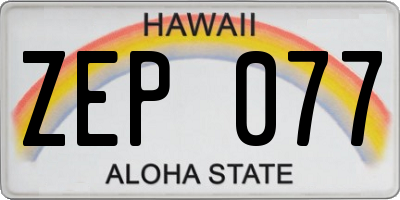 HI license plate ZEP077