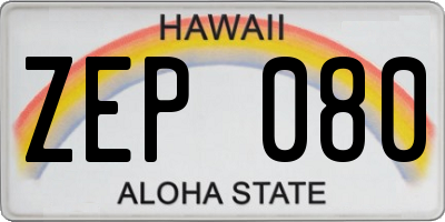 HI license plate ZEP080