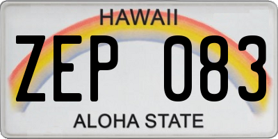 HI license plate ZEP083