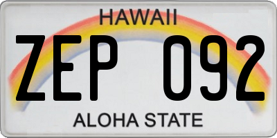 HI license plate ZEP092