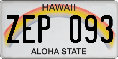 HI license plate ZEP093